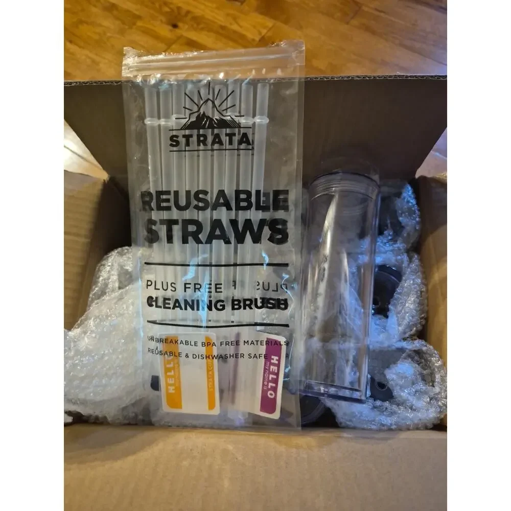 10 Pack Clear Skinny Tumblers 16oz Reusable Cups Lid Straw